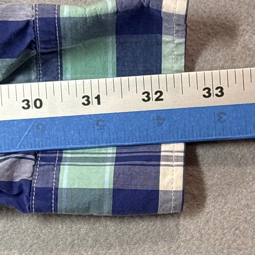 Banana‎ Republic Slim Fit Button Shirt M Blue Green Plaid Mens